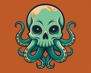 Skull octopus vector illustration