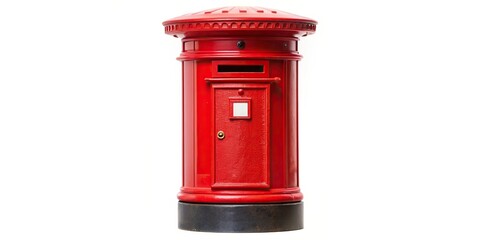 British, transportation, iconic, tourism, communication, vintage, England,London, mail, white background, city, metal, isolated, London postbox isolated on white background Close Up