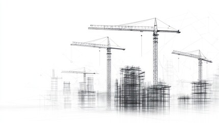 Construction Cranes and Skyscraper Frames