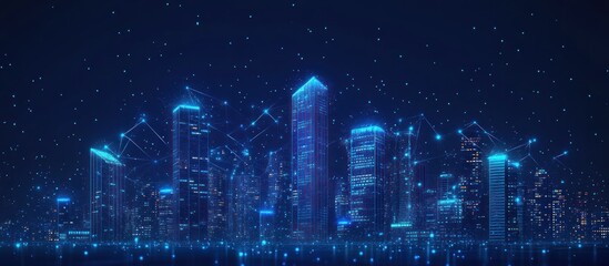 Naklejka premium Digital Cityscape: A Network of Light