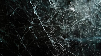 Scratched glass texture on dark background for text space.