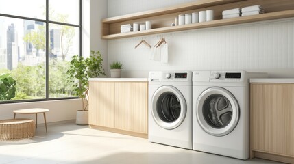Modern Laundry Room with City View