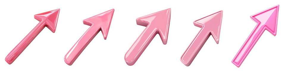 Pink arrows in various shades for direction and navigation symbols transparent background	