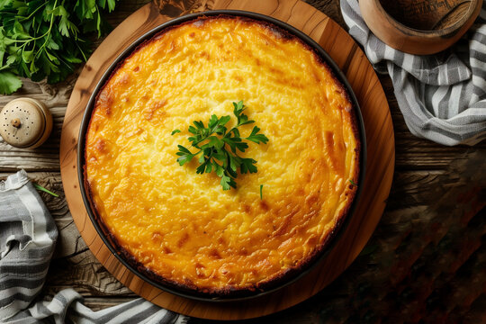 sopa paraguaya traditional  food, top view