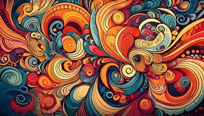 Abstract, hand-drawn doodles and patterns that overlap and intertwine, with a focus on spontaneity and artistic expression