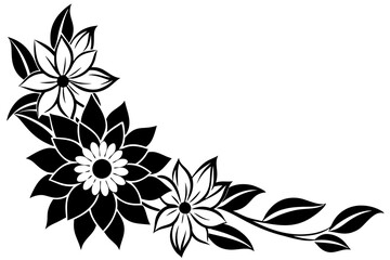 Flowers borders. Collection of design elements isolated on White background. Vector illustration