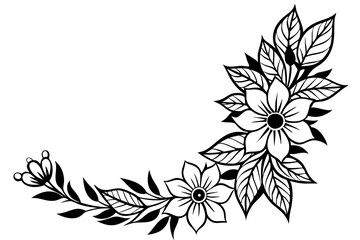 Flowers borders. Collection of design elements isolated on White background. Vector illustration