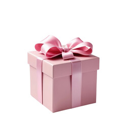 Obraz premium pink gift box with bow and ribbon, christmas, birthday, anniversary, valentine, thanksgiving, isolated on transparent or white background