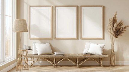 Minimalist Living Room Interior with Natural Elements