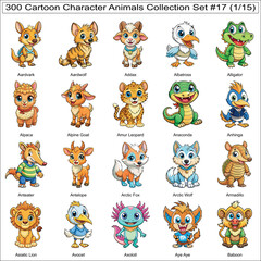 Fototapeta premium Cartoon Character Animals Collection Set of 300 Isolated Animals Part 1