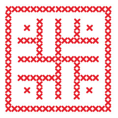 Slavic amulet Traveler. For a traveler on the road and in transport. Imitation of cross stitch. Sample. For the design of amulets, souvenirs, modeling of ethnic clothing, print. Digital vector 