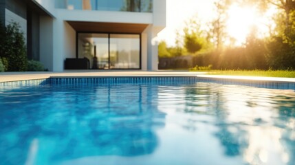 Sunlit Modern House with Poolside View