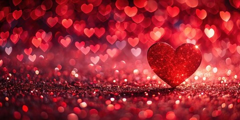 Obraz premium Red hearts bokeh background perfect for Valentine's Day card