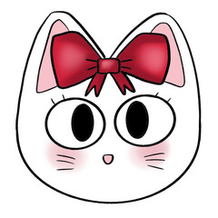 Cat with red ribbon cartoon
