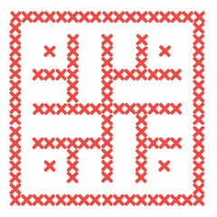 Slavic amulet Traveler. For a traveler on the road and in transport. Imitation of cross stitch. Sample. For the design of amulets, souvenirs, modeling of ethnic clothing, print. Digital  illustration