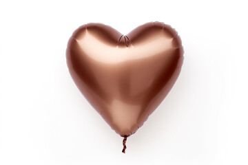 one brown color metallic balloon inflatable festival in form heart, isolated