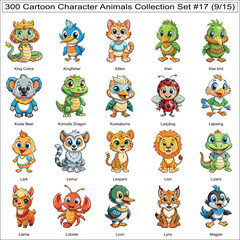 Cartoon Character Animals Collection Set of 300 Isolated Animals Part 9