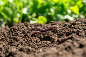 Fototapeta premium Detailed Earthworm Activity in Nutritious Soil