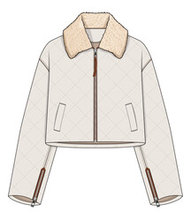 Faux Fur Collar quilted Fabrics Jacket