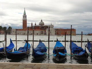 Venice Italy Blue Gondolas 