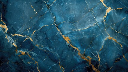 High-resolution blue marble background with gold veins, close-up of textured stone, polished granite for ceramic wall tiles.