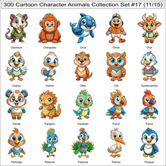 Fototapeta premium Cartoon Character Animals Collection Set of 300 Isolated Animals Part 11