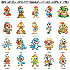 Cartoon Character Animals Collection Set of 300 Isolated Animals Part 13