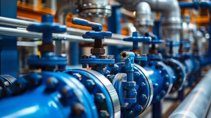 Fototapeta premium Oil and gas processing plant with pipe line valves --