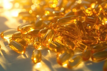 Healthy Supplements Shimmering in Sunlight Shadows