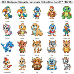 Obraz premium Cartoon Character Animals Collection Set of 300 Isolated Animals Part 15