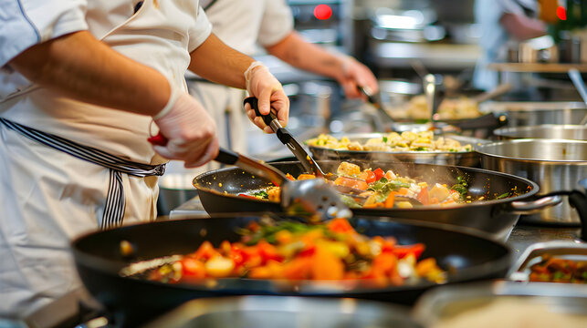 People wearing red, white, and blue cook delicious dishes at community patriotic cookoff competition.