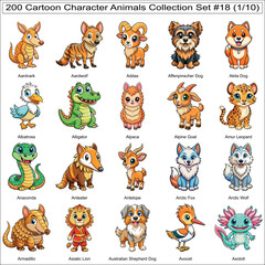 Obraz premium Cartoon Character Animals Collection Set of 200 Isolated Animals Part 1
