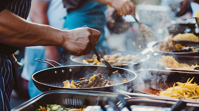Patriotic-themed cookoff competition with neighbors showcasing their best dishes for the community to enjoy.
