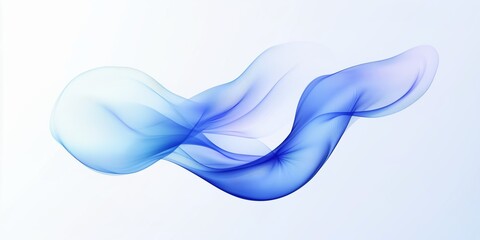 Digital abstract art featuring flowing blue shapes on a white background, gradient white background,