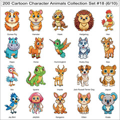 Cartoon Character Animals Collection Set of 200 Isolated Animals Part 6