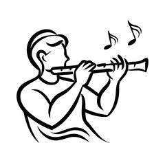 Person Playing Flute: Melodious Expression in Simple Lines