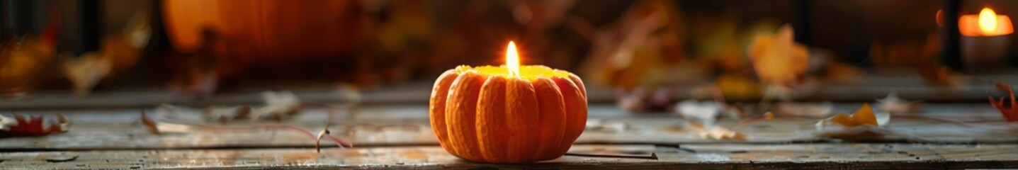 pumpkin shaped candle.