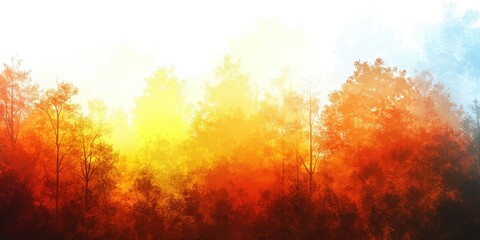 Experience a serene autumn landscape adorned with warm hues, featuring a harmonious blend of nature’s colors that evoke the tranquility of fall seasons in a beautiful watercolor style