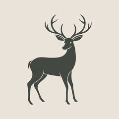 Obraz premium a black Deer vector illustration silhouette, isolated white background, 