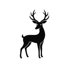 Obraz premium a black Deer vector illustration silhouette, isolated white background, 