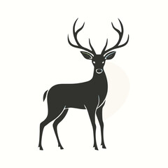 Obraz premium a black Deer vector illustration silhouette, isolated white background, 