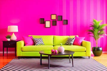 Modern living room with bright colors

