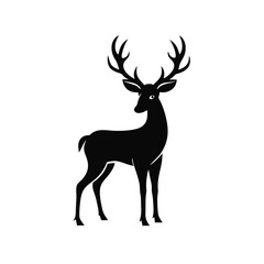 Obraz premium a black Deer vector illustration silhouette, isolated white background