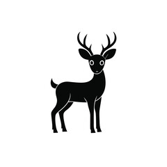Obraz premium a black Deer vector illustration silhouette, isolated white background