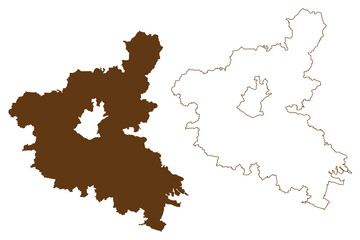 Obraz premium Schweinfurt district (Federal Republic of Germany, rural district Lower Franconia, Free State of Bavaria) map vector illustration, scribble sketch Schweinfurt map