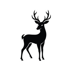 Obraz premium a black Deer vector illustration silhouette, isolated white background