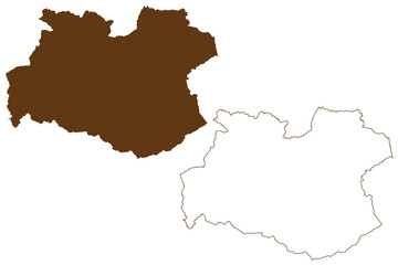 Obraz premium Soest district (Federal Republic of Germany, State of North Rhine-Westphalia, NRW, Arnsberg region) map vector illustration, scribble sketch Soest map