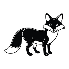 Obraz premium a black fox vector illustration silhouette, isolated white background, 