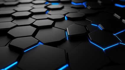 Abstract Hexagonal Pattern with Blue Glowing Edges