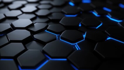 Fototapeta premium Abstract Hexagon Pattern with Blue Glowing Lines